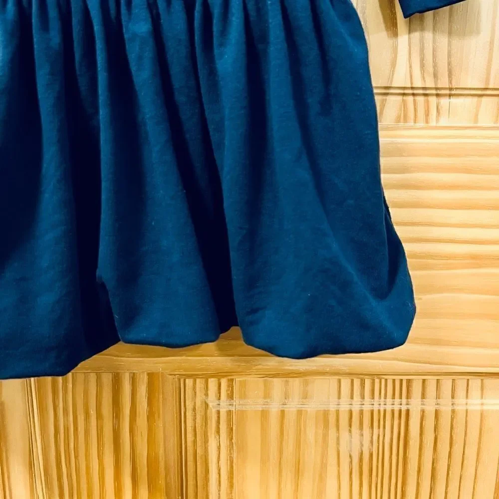 Gymboree navy blue sparkly sequin bow neck detail bubble skirt casual knit dress